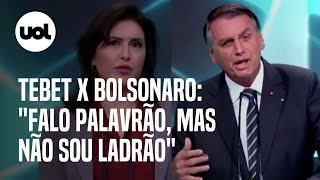 Debate Tebet diz que Bolsonaro é mau exemplo por palavrões e o acusa de corrupção [upl. by Aym]