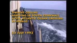 Arrival of Dwight Collins after Atlantic Ocean crossing by pedalo in 1992 [upl. by Nedrah]