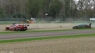 Ferrari Challenge Trofeo Pirelli 2024  Imola World Final  ZibrandtsenampColuccio Big Crash [upl. by Notgnilliw295]