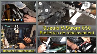 Rabaisser Suzuki VStrom biellettes de rabaissement ressort damortisseur subtitles all languages [upl. by Atsahs327]