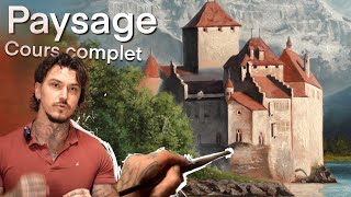 Comment peindre un paysage COURS COMPLET  château de chillon [upl. by Parrie26]