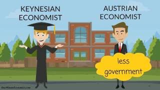 Austrian Economics and Keynesianism Keynesian Economics Explained in One Minute [upl. by Werdnael]