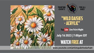 Wild Daisies  Acrylic  Live Painting Tutorial  Learn to paint from home stepbystep [upl. by Travax]