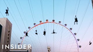 New Zipline Flies Over The Vegas Strip [upl. by Enelcaj689]