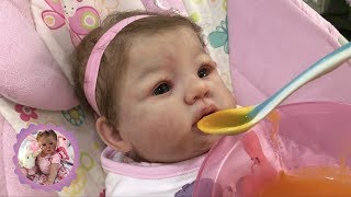 REBORN BABY EATS SOLID FOOD FOR THE FIRST TIME [upl. by Ylrebmit]