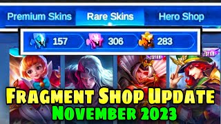 FRAGMENT SHOP NOVEMBER UPDATE🌸  WHICH SKINS amp WHICH HEROES🤔 [upl. by Mlehliw520]