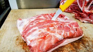 How to prepare pork shoulder Boston butt Breaking down pork shoulder for the Butchers counter [upl. by Nivonod961]