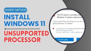 Windows 11 Requirement How to Resolve Processor Not Supported Error Without Data Loss [upl. by Anayia]