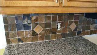 Slate Backsplash Installation [upl. by Adnana603]