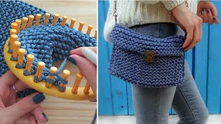 👜 HOW TO KNIT A CLUTCH PURSEBAG ON ROUND LOOM [upl. by Ailimat]