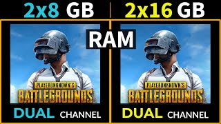 ✔️PUBG Battlegrounds  ✔️2x8 GB vs 2x16 GB RAM  ✔️16 GB vs 32 GB Dual Channel [upl. by Ttebroc150]