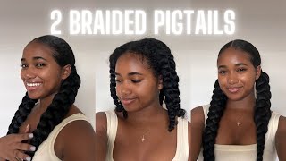 2 Braided Pigtails With Braiding Hair  EXTREMELY beginner friendly [upl. by Notnerb840]