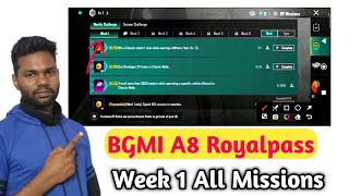 BGMI A8 RoyalPass All Missions Complete In 1 Hour 2024  A8 All Missions Complete Instant 2024 [upl. by Novart]