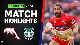 NRL 2024  Dolphins v Warriors  Match Highlights [upl. by Gnos]