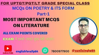 Most Important MCQs ON Poetry amp Its Form UPTGT UPPGTTrendingVideosenglishlanguage [upl. by Bradleigh]