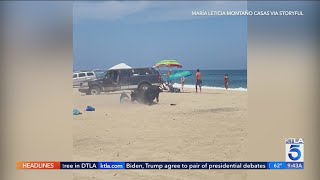 Tourist gored by bull on while visiting beach in Mexico [upl. by Ainirtac998]