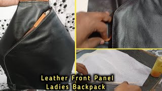 Leather Backpack  Making Front Panel  Leather Skills [upl. by Mialliw259]