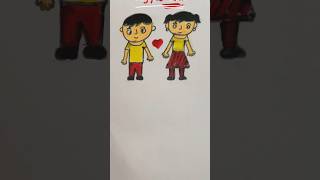 boy and girl easy drawingviralvideo hum tum shortvideos shorts viral [upl. by Eydie]