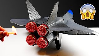 Cool Matches Cardboard Jet  Matches Powered Cardboard Jet  cardboard fighter plane making [upl. by Meer558]