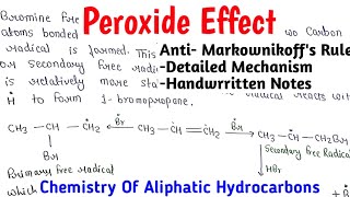 Peroxide Effect  AntiMarkonikoffs Rule   Detailed Mechanism  BSc1st Year Notes [upl. by Niletak]