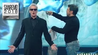 Sanremo 2018  Pierfrancesco Favino introduce il BaglionONE il presentatore del futuro [upl. by Joelynn600]