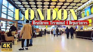 London Heathrow Terminal 4 Departures  Check in walking tour  LHR T4 [upl. by Nhguaved]