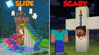 Minecraft 50 Scary Build Hacks [upl. by Allenaj]