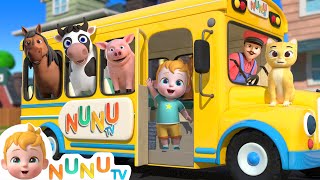 Wheels On The Bus With Animals  Animal Song  Nursery Rhymes amp Kids Songs  NuNu Tv [upl. by Bridgid]