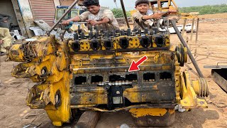 Komatsu Dozer Engine Broke due to Overheating now how Expert Mechanics Repair Engine Amazing process [upl. by Omsare]