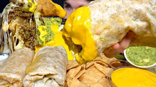 ASMR MUKBANG GIANT BURRITOS EXTRA CHEESE CARNE ASADA FRIES CRUNCHY TACOS CHIPS  WITH CHEESE [upl. by Ssej]