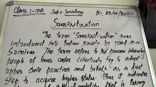 Sanskritization sociology 12th [upl. by Aivatnuhs]