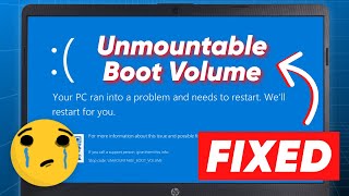 SOLVED How to Fix Unmountable Boot Volume Error on Windows 1110  BSOD Repair [upl. by Nodnarbal867]