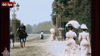 A Walk in the Park  c1900  Bois de Boulogne Paris  AI Enhanced 4k 60 fps [upl. by Davilman]