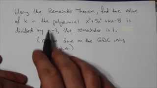 Find k with the Remainder Theorem [upl. by Kerrison]