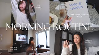 COLLEGE MORNING ROUTINE WITH ME🤍 how to start your morning right movement healthy breakfast amp more [upl. by Alius931]