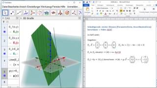 AG07 Schnittgerade zweier Ebenen Parameterform Koordinatenform berechnen GeoGebra CAS [upl. by Therine]