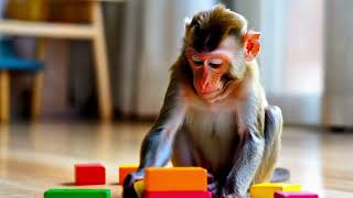 Adorable Monkey Solving a Puzzle – Too Cute and Smart 🐒🧩💖 [upl. by Aleuname]