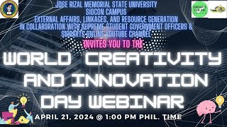 Happy World Creativity and Innovation Day Webinar  JRMSU Siocon Campus EALRG Office  SSG  SPO [upl. by Robb821]