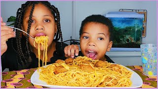 SPAGHETTI AND MEATBALLS MUKBANG [upl. by Piers]