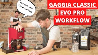 Gaggia Classic 2023 Pro Evo Workflow Preinfusion Temp Surfing amp Milk Steaming No Cuts [upl. by Mannos]