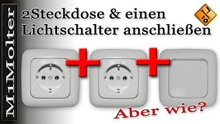 Anschließen zweier 230V Schuko  Steckdosen und eines Lichtschalters  M1Molter [upl. by Akinom]