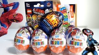 New Kinder MARVEL Eggs with Super Heroes  Star Wars Egg and The Lego Movie​​​ [upl. by Baxie]