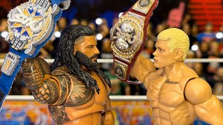 Roman Reigns vs Cody Rhodes  Bloodline Rules Action Figure Match WSC Championship Unification [upl. by Ahsytal523]