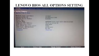 Lenovo Bios All Options Setting Karna Sikhen [upl. by Ailadgim101]