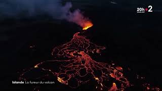 Eruption et aurores boréales dans le ciel islandais [upl. by Shipman]