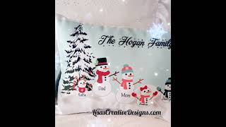 Christmas Shopping Gift Idea Personalized Snowman Family Christmas Throw Pillow Custom Crafted [upl. by Devan82]