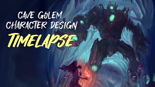 CHARACTER DESIGN time lapse  CAVE GOLEM  80s DampD inspired character [upl. by Joann]