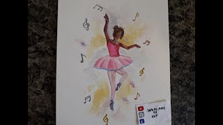 DESENHANDO UMA BAILARINA EM AQUARELA GUACHE E NANQUIM [upl. by Rebma]