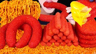 ASMR HOT CHEETOS KIELBASA SAUSAGE CHEESE STICKS HASH BROWNS FIRE NOODLES MUKBANG 소세지 먹방EATING SOUNDS [upl. by Suoicerp]