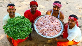 DHANIA CHICKEN RECIPE  Village Style Dhania Chicken curry cooking for Tribal village people [upl. by Elleined]